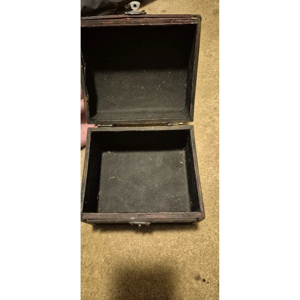 2 Vintage Wooden Trinket Boxes‎ Asian Style Chest Jewelry Box Lot